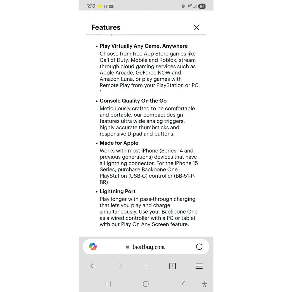 Backbone One for XBox- iPhone Version